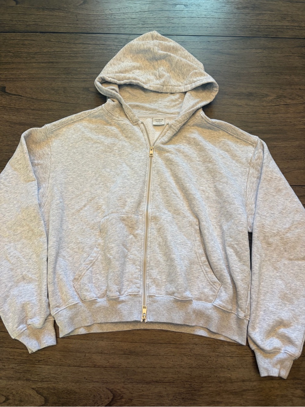 Cotton On Men's Light Gray Full-Zip Hoodie Sweatshirt
